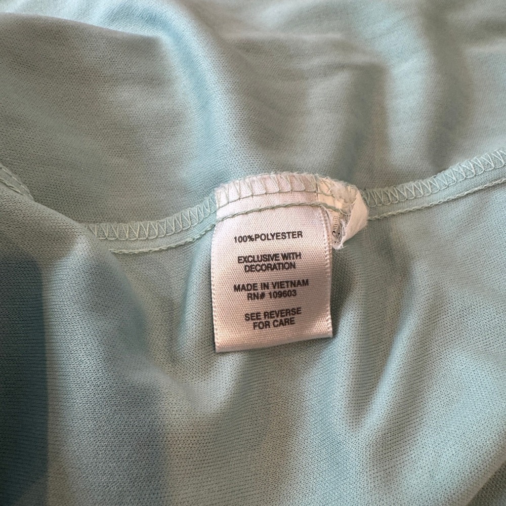 Vintage Y2K Dressbarn Handkerchief Hem Dress Womens 14 Turquoise Floral Fairy - Picture 14 of 16